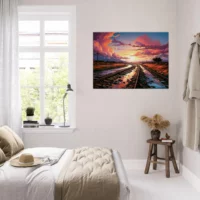 Cadre Paysage Rails et Coucher de Soleil paysage rails et coucher de soleil