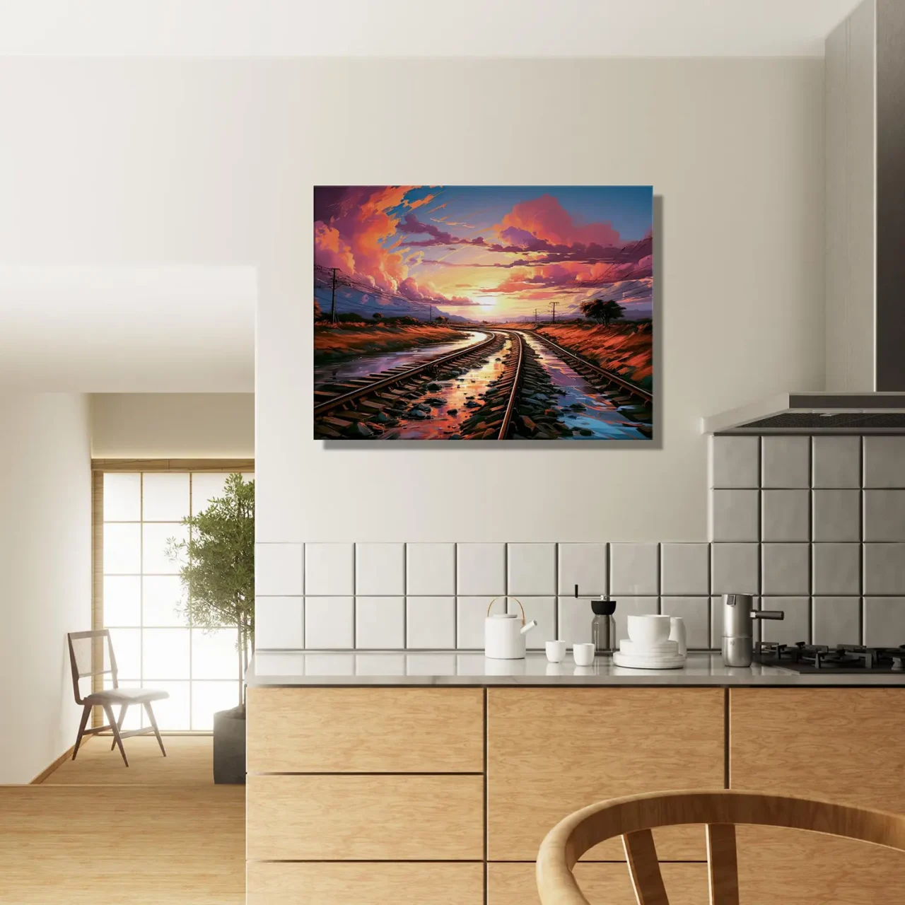 Cadre Paysage Rails et Coucher de Soleil paysage rails et coucher de soleil