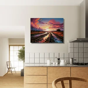 Cadre Paysage Rails et Coucher de Soleil paysage rails et coucher de soleil