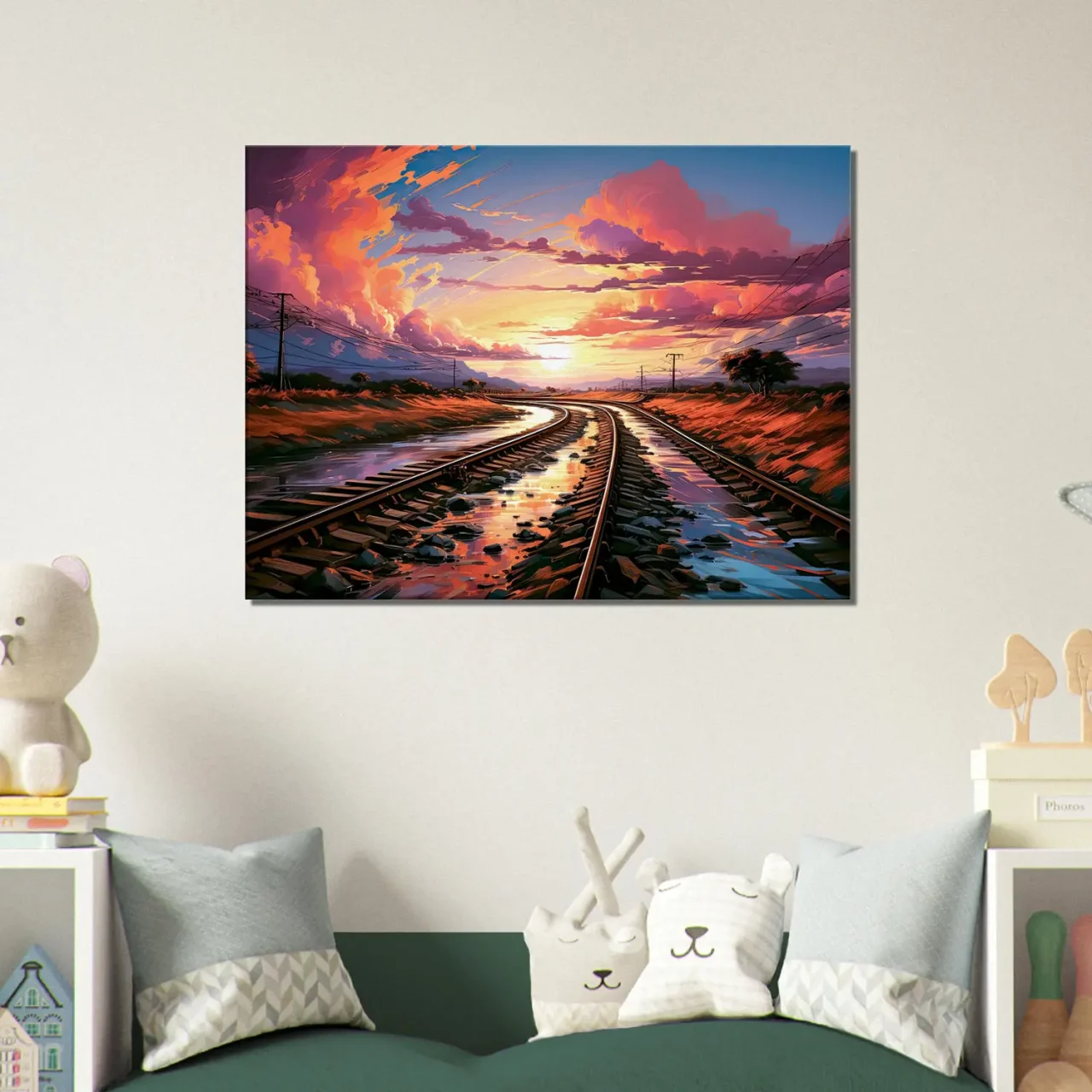 Cadre Paysage Rails et Coucher de Soleil paysage rails et coucher de soleil