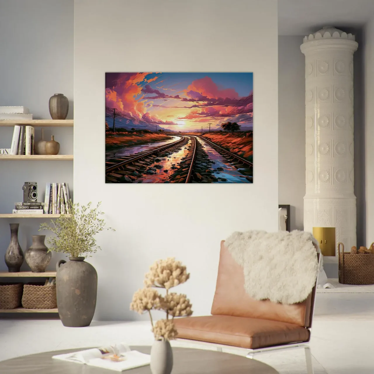 Cadre Paysage Rails et Coucher de Soleil paysage rails et coucher de soleil