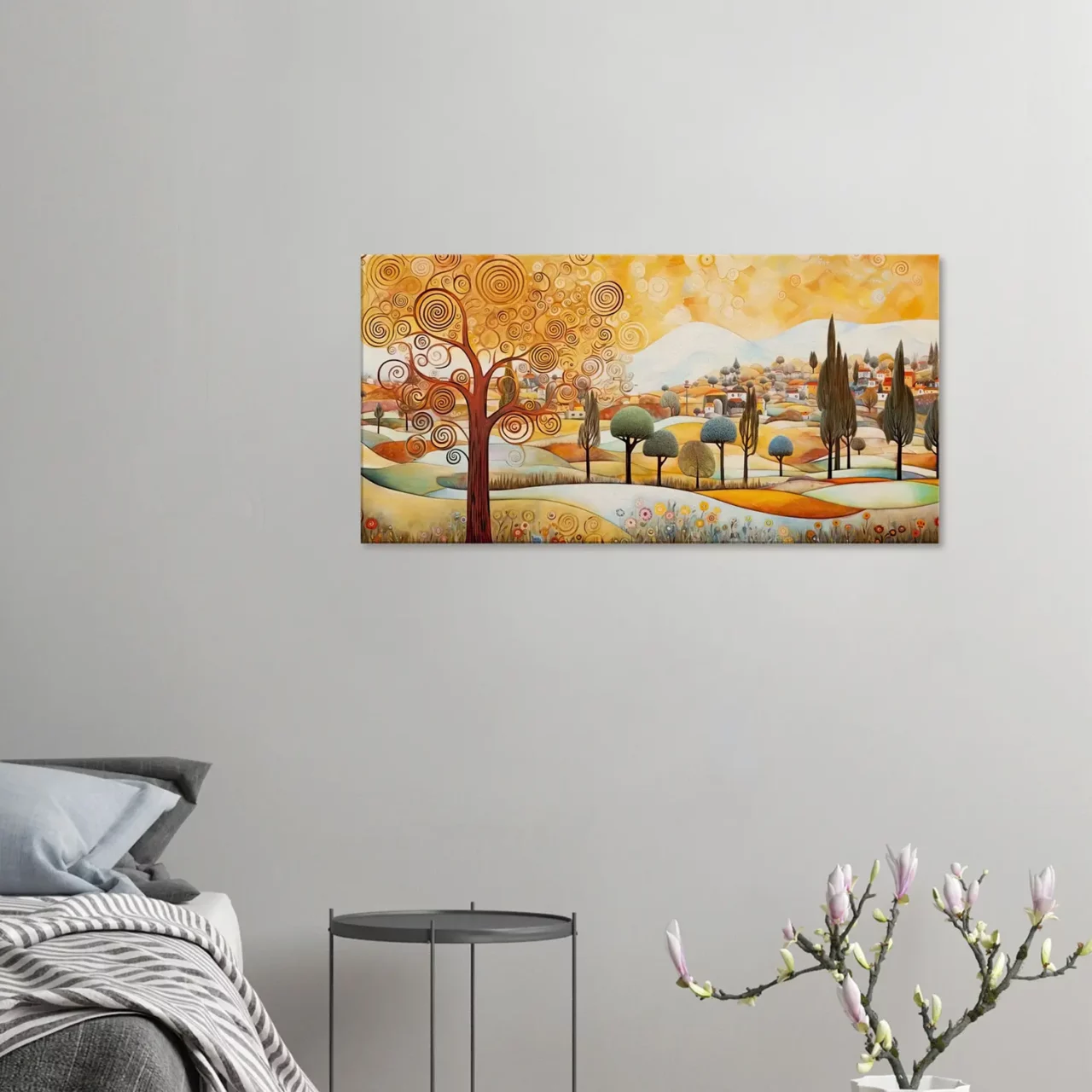 Paysage rural plaines et villages style Gustave Klimt paysage rural plaines et villages style gustave klimt