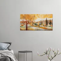 Paysage rural plaines et villages style Gustave Klimt paysage rural plaines et villages style gustave klimt