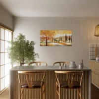 Paysage rural plaines et villages style Gustave Klimt paysage rural plaines et villages style gustave klimt