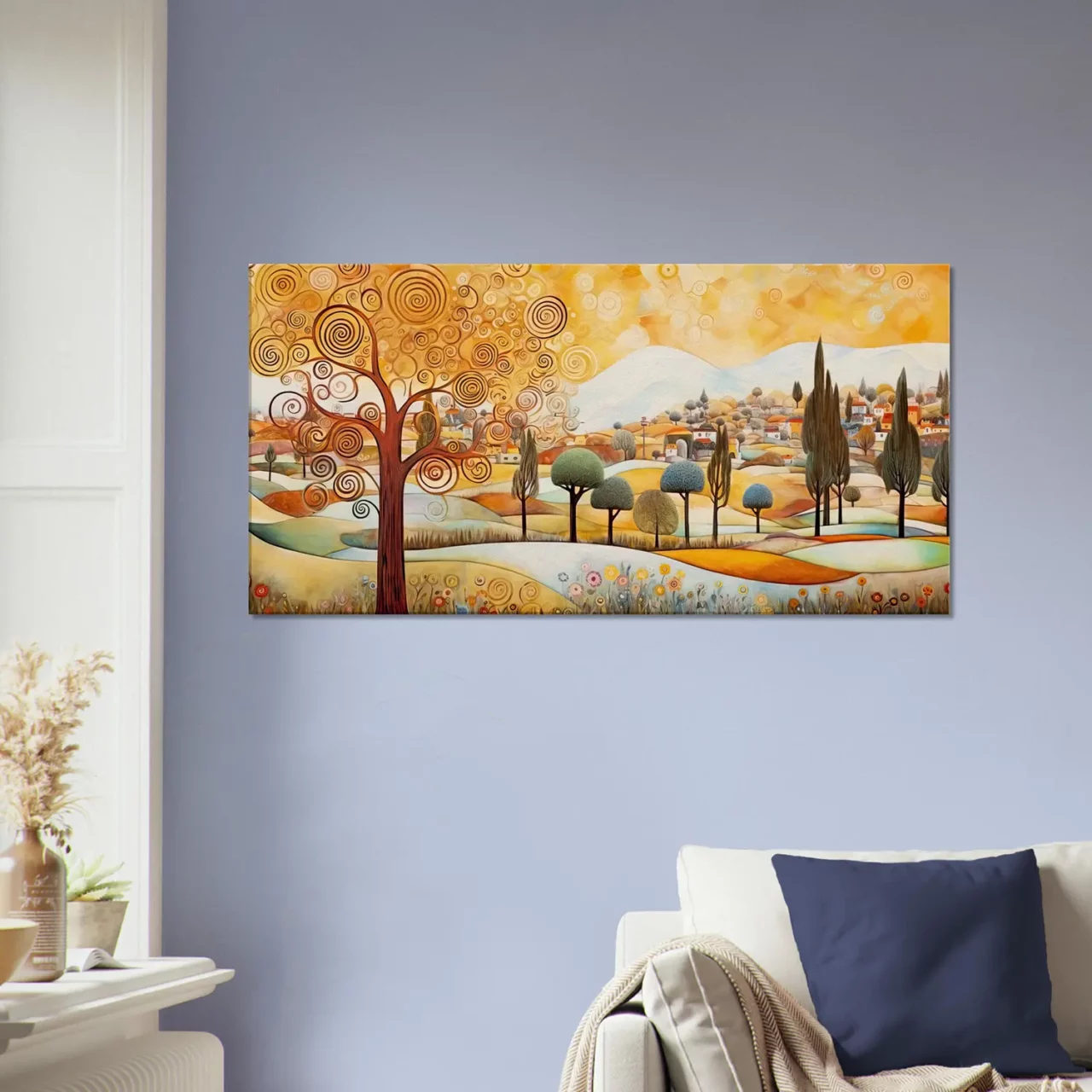 Paysage rural plaines et villages style Gustave Klimt paysage rural plaines et villages style gustave klimt