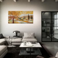 Paysage rural plaines et villages style Gustave Klimt paysage rural plaines et villages style gustave klimt