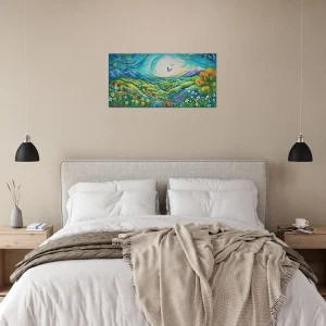 Tableau Paysage Vert et Bleu style Chagall paysage vert et bleu style chagall