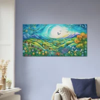 paysage vert et bleu style chagall