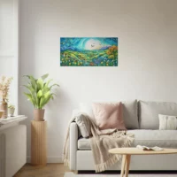 paysage vert et bleu style chagall