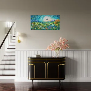 Tableau Paysage Vert et Bleu style Chagall paysage vert et bleu style chagall