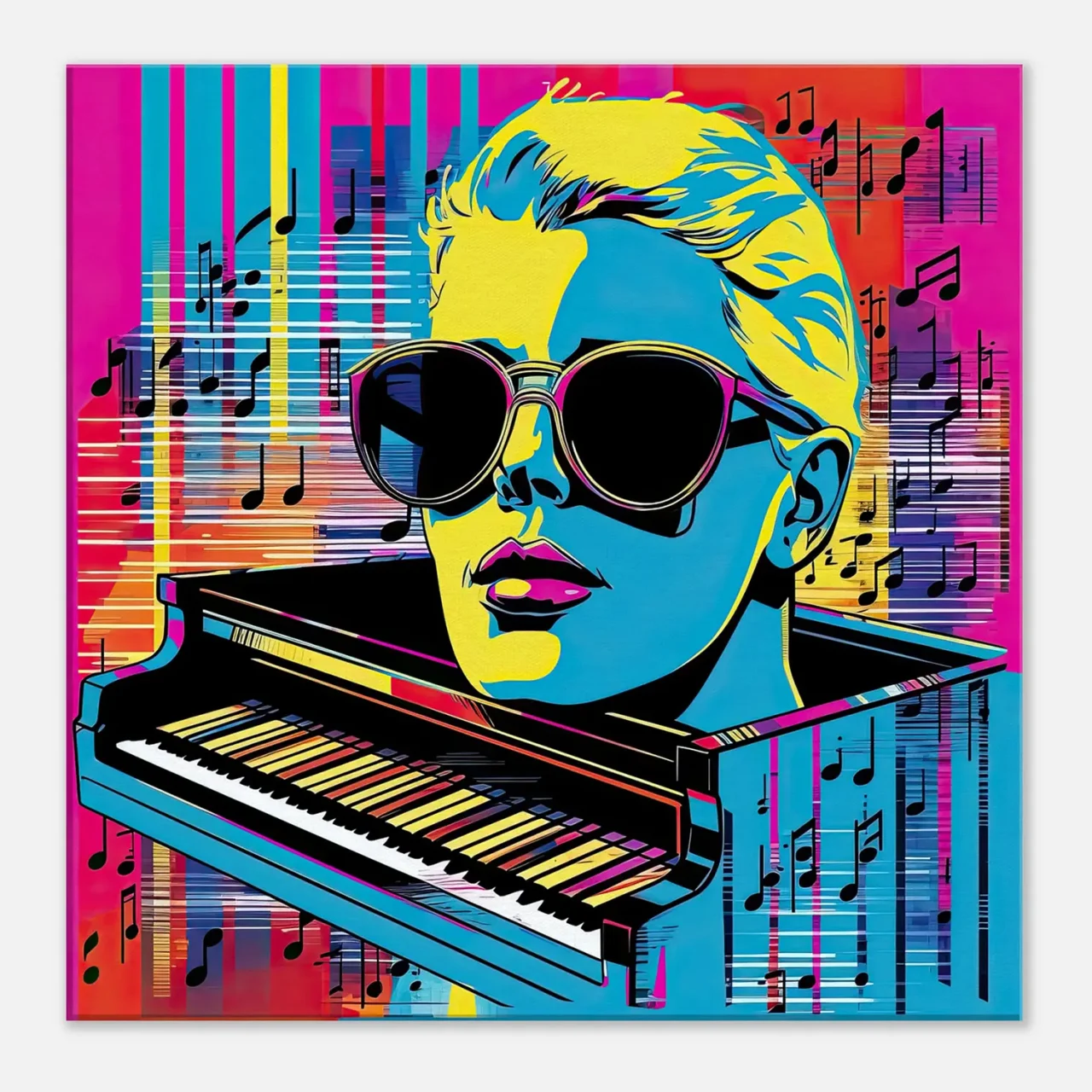 pop art piano, musique et lunettes