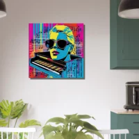 Cadre Pop art Piano, musique et lunettes pop art piano, musique et lunettes