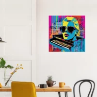 Cadre Pop art Piano, musique et lunettes pop art piano, musique et lunettes