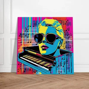 pop art piano, musique et lunettes