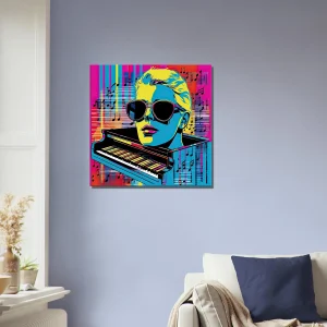 pop art piano, musique et lunettes