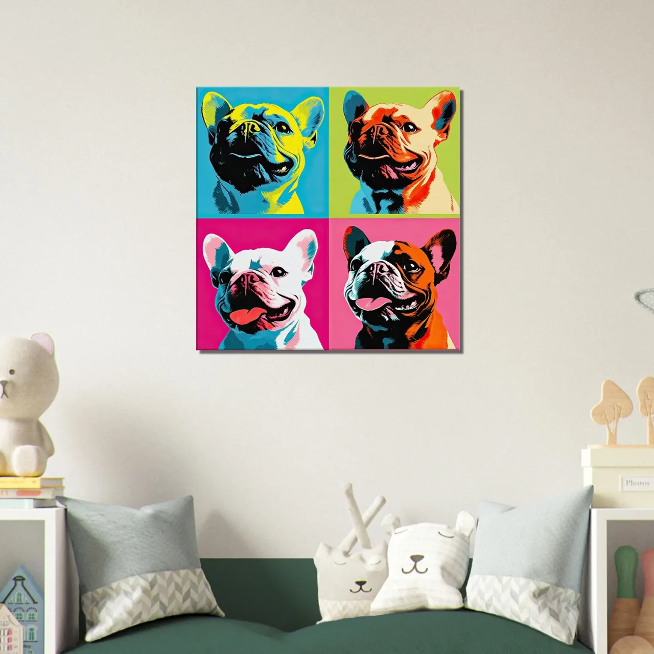 Tableau Quatre Bouledogues pop art quatre bouledogues pop art
