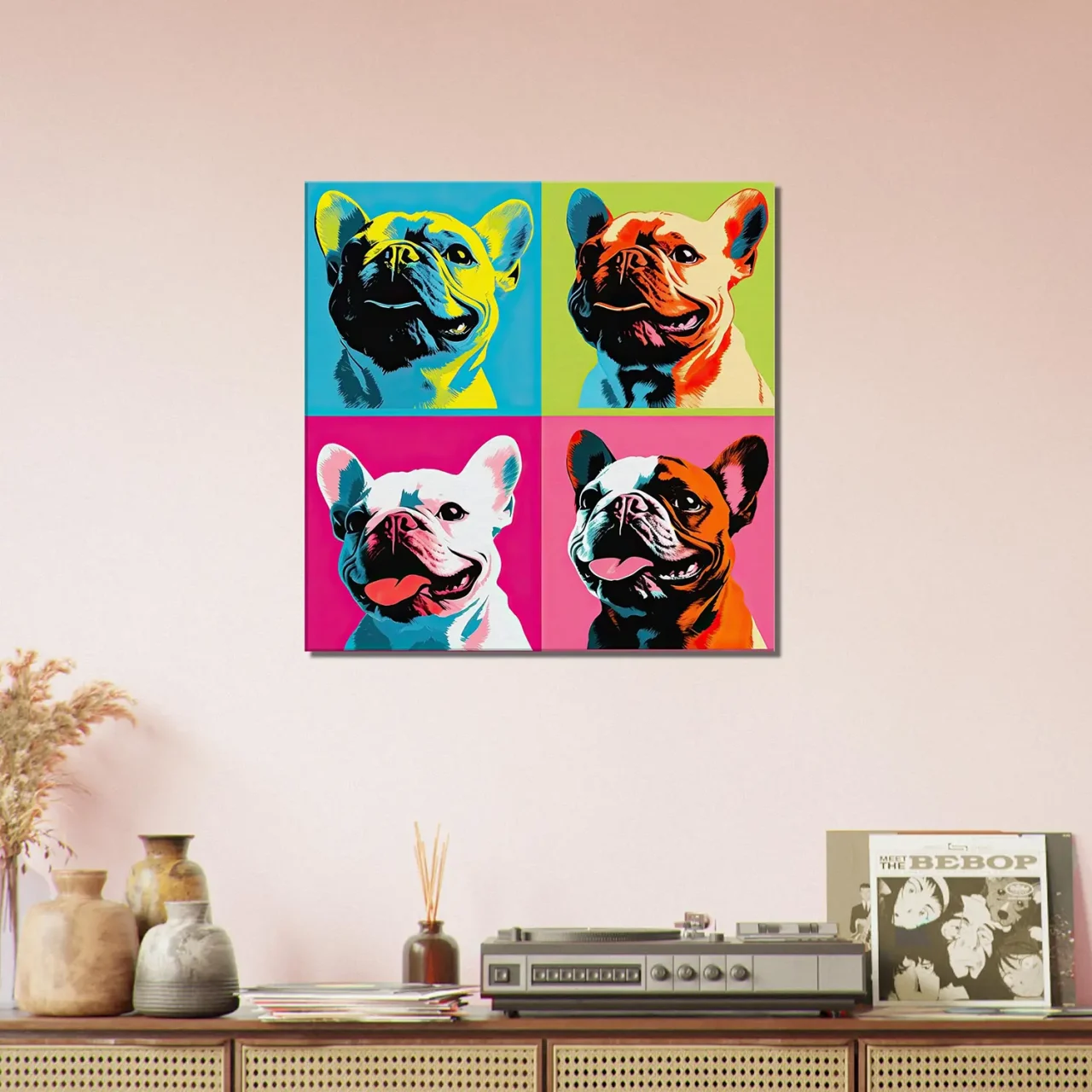 Tableau Quatre Bouledogues pop art quatre bouledogues pop art