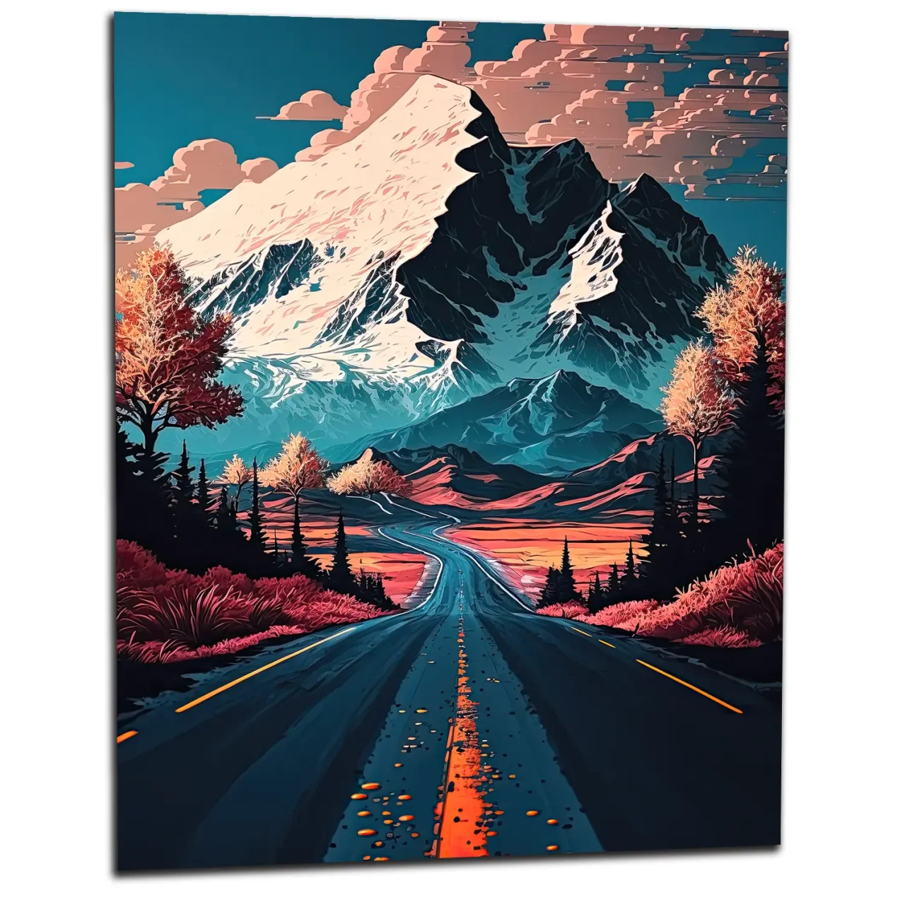 route d'automne vers les montagnes