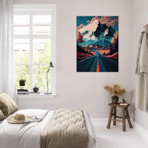 route d'automne vers les montagnes