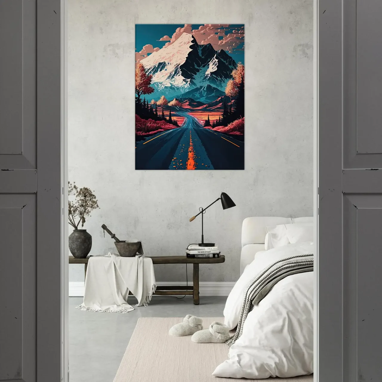 route d'automne vers les montagnes