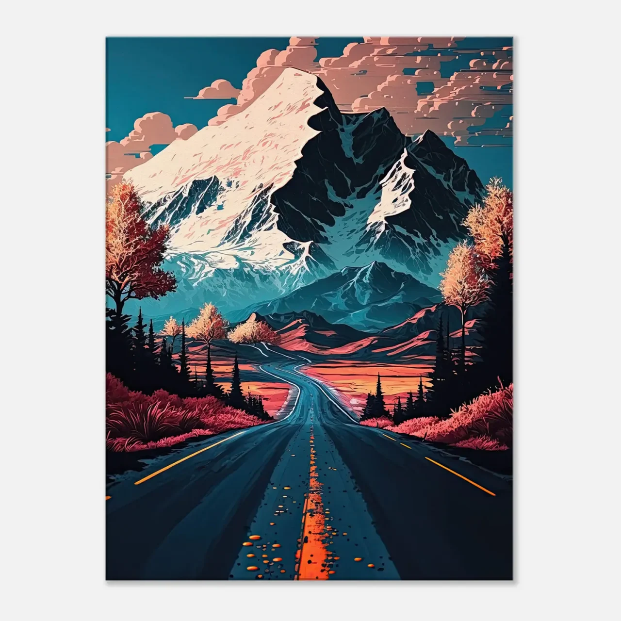 route d'automne vers les montagnes