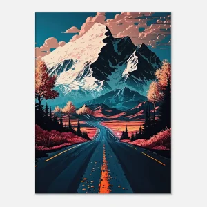 route d'automne vers les montagnes