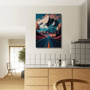 route d'automne vers les montagnes