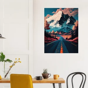 route d'automne vers les montagnes