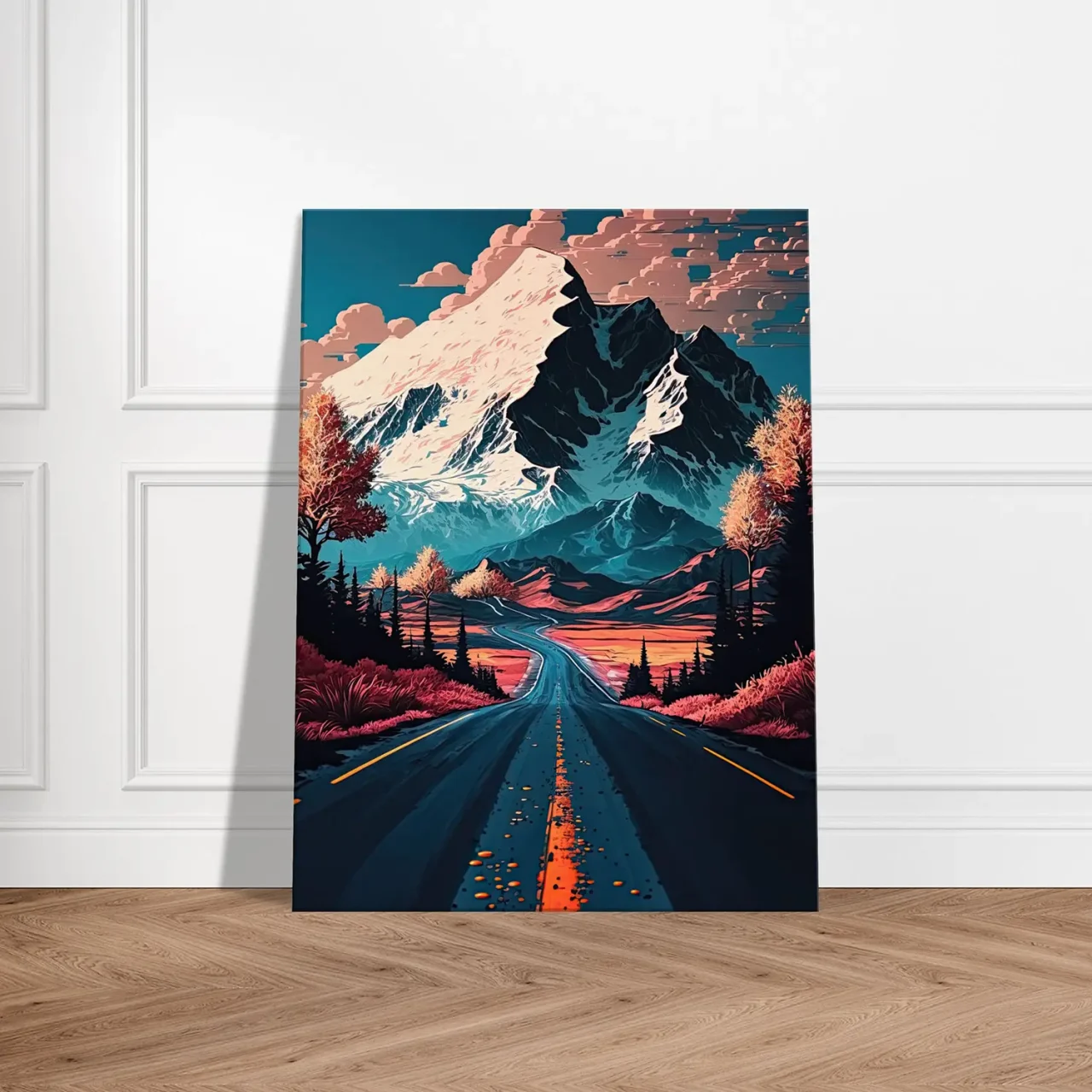 route d'automne vers les montagnes