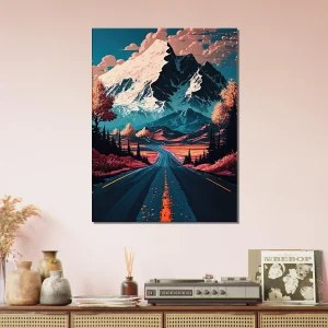 route d'automne vers les montagnes