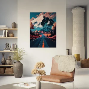 route d'automne vers les montagnes