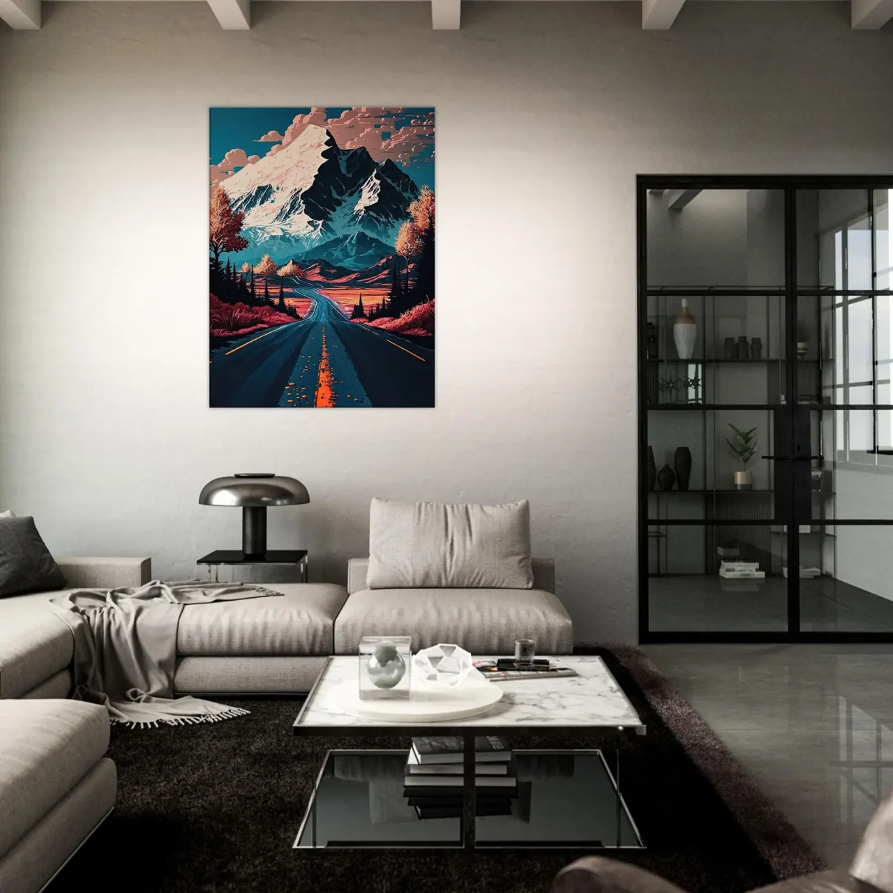 route d'automne vers les montagnes