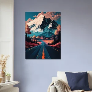 route d'automne vers les montagnes