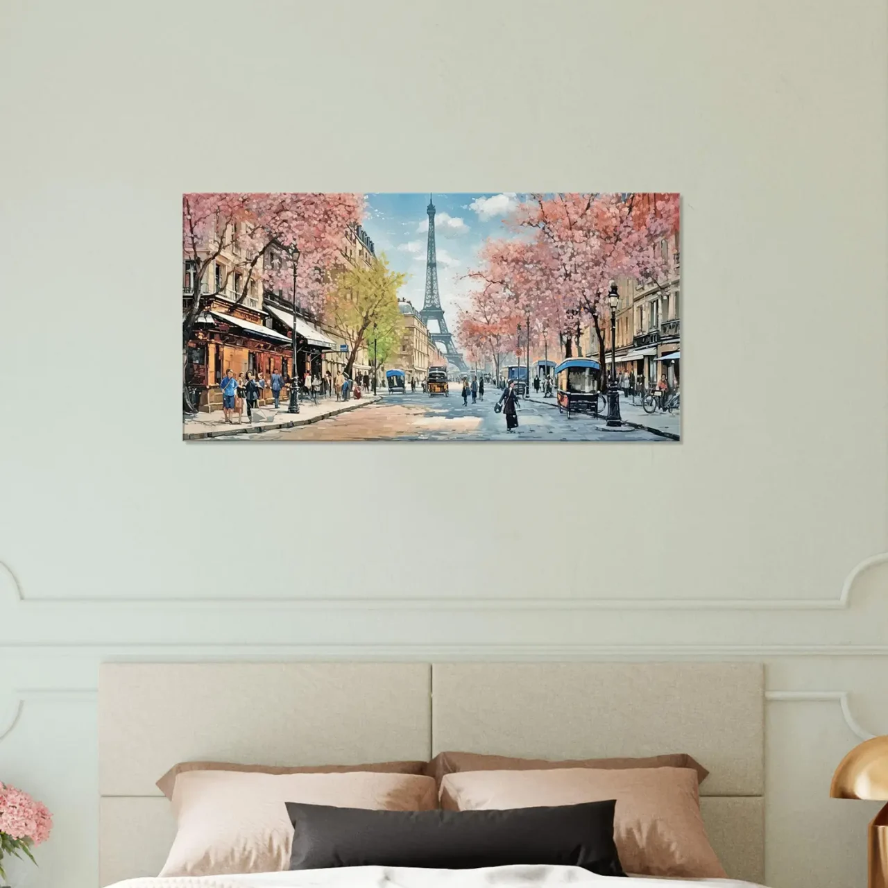 Scène printanière dans une rue de Paris scene printaniere dans une rue de paris