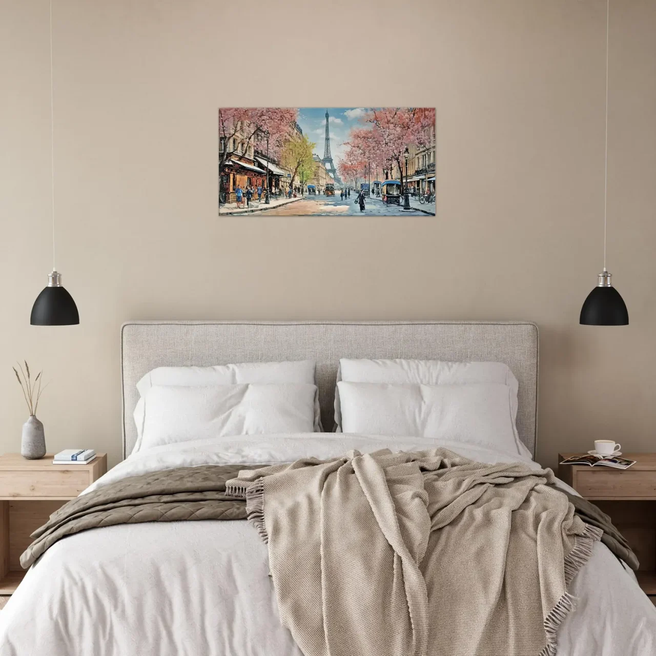 Scène printanière dans une rue de Paris scene printaniere dans une rue de paris