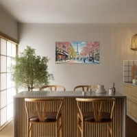 Scène printanière dans une rue de Paris scene printaniere dans une rue de paris