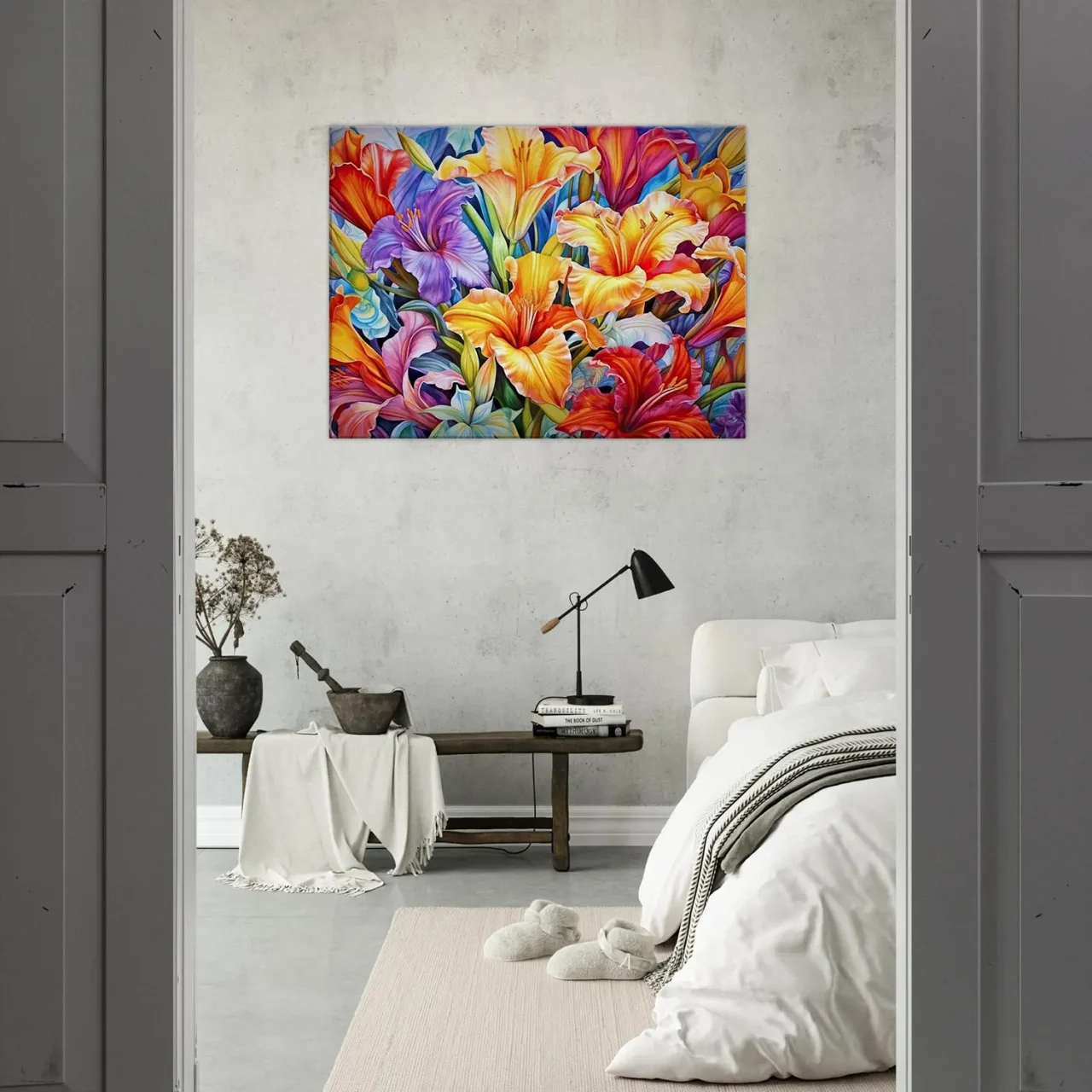 tableau hibiscus colorés