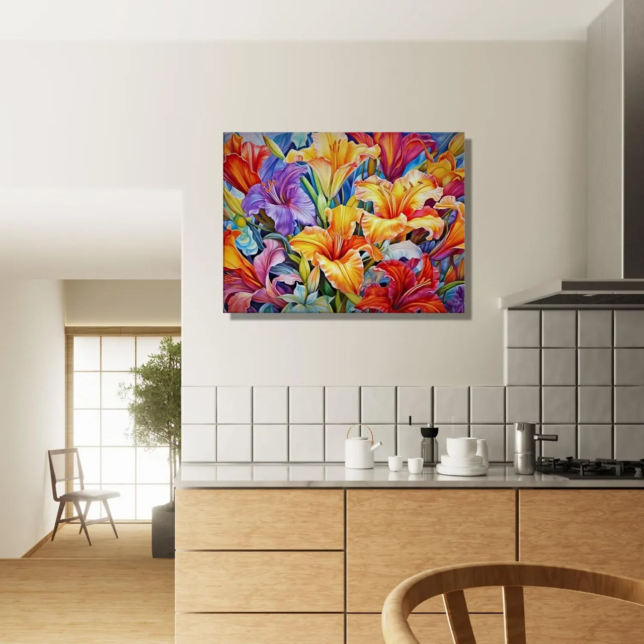 tableau hibiscus colorés