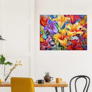 tableau hibiscus colorés