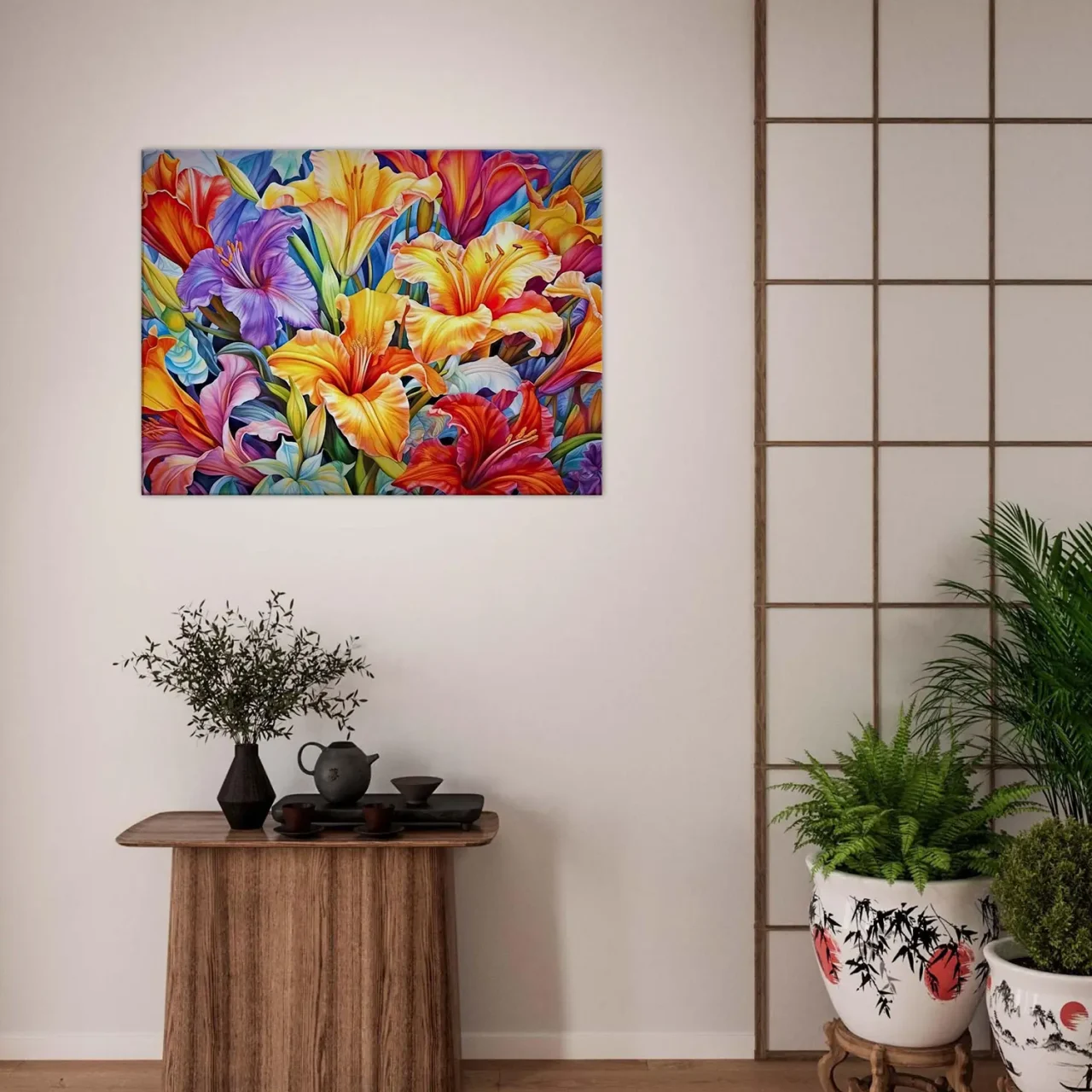 tableau hibiscus colorés