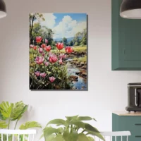 tulipes et paysage des champs