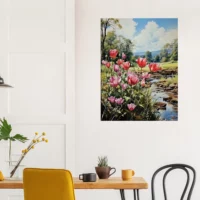 tulipes et paysage des champs