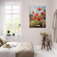 Tableau Tulipes rouges et fleurs sauvages tulipes rouges sauvages