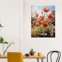 Tableau Tulipes rouges et fleurs sauvages tulipes rouges sauvages