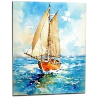 Tableau Vieux Voilier sur l’océan – Aquarelle vieux voilier sur l'ocean aquarelle