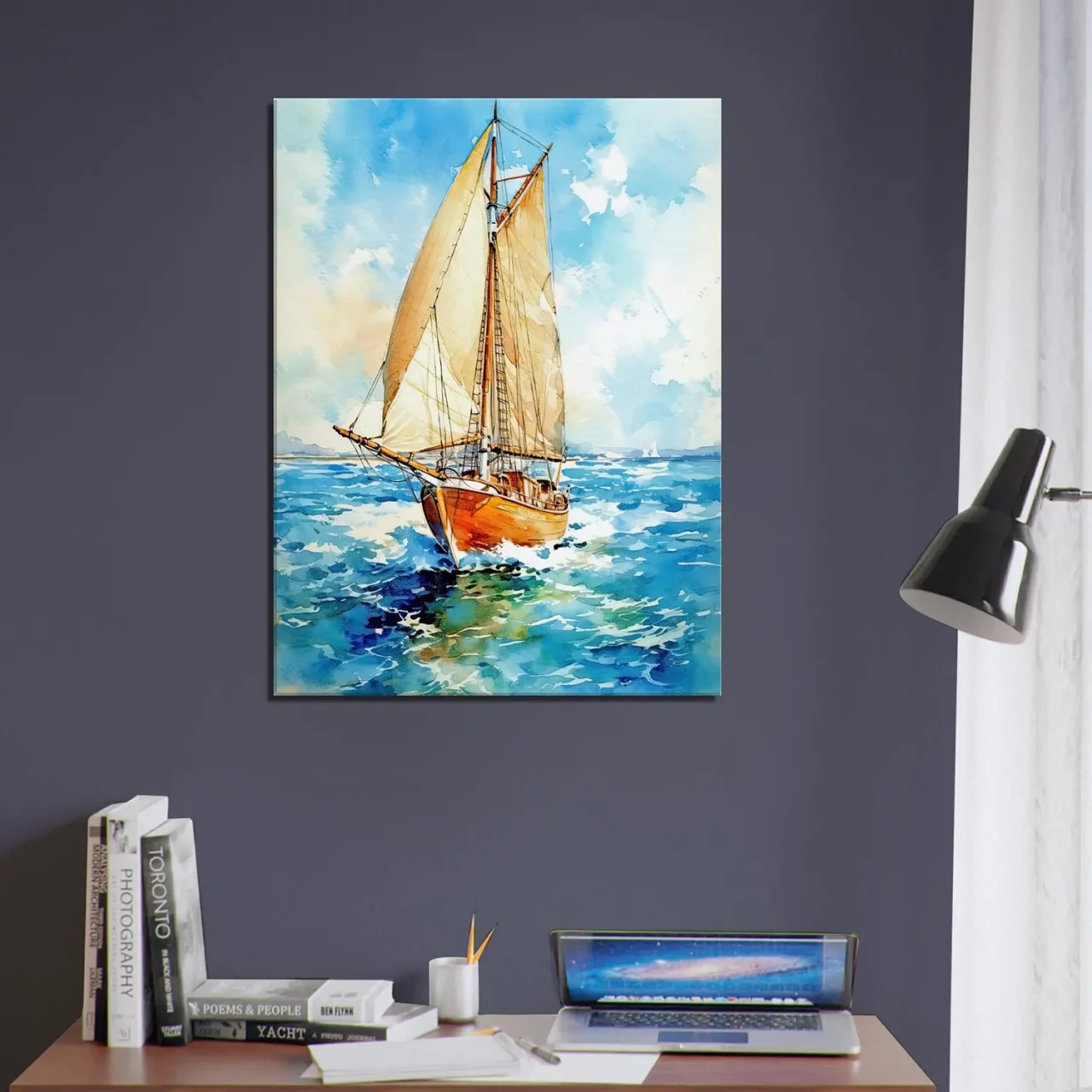 Tableau Vieux Voilier sur l’océan – Aquarelle vieux voilier sur l'ocean aquarelle