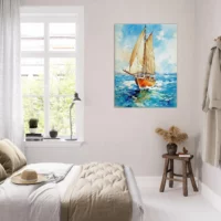Tableau Vieux Voilier sur l’océan – Aquarelle vieux voilier sur l'ocean aquarelle