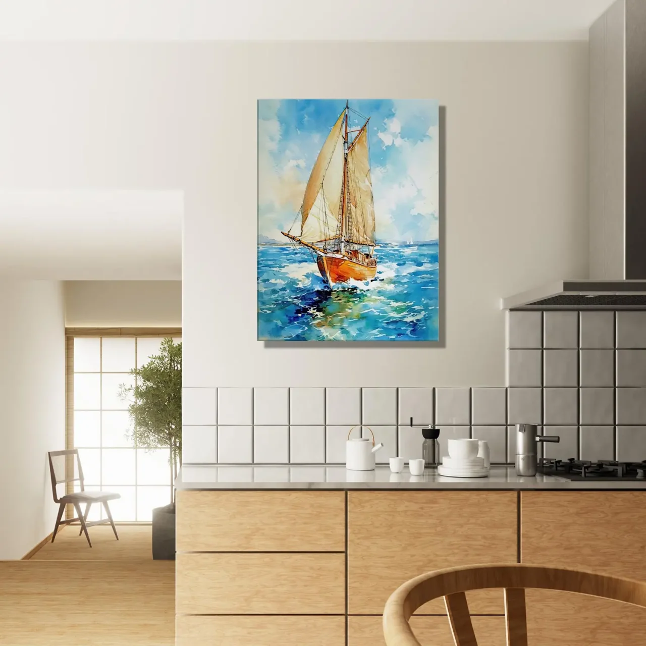 Tableau Vieux Voilier sur l’océan – Aquarelle vieux voilier sur l'ocean aquarelle