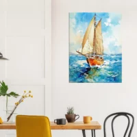 Tableau Vieux Voilier sur l’océan – Aquarelle vieux voilier sur l'ocean aquarelle