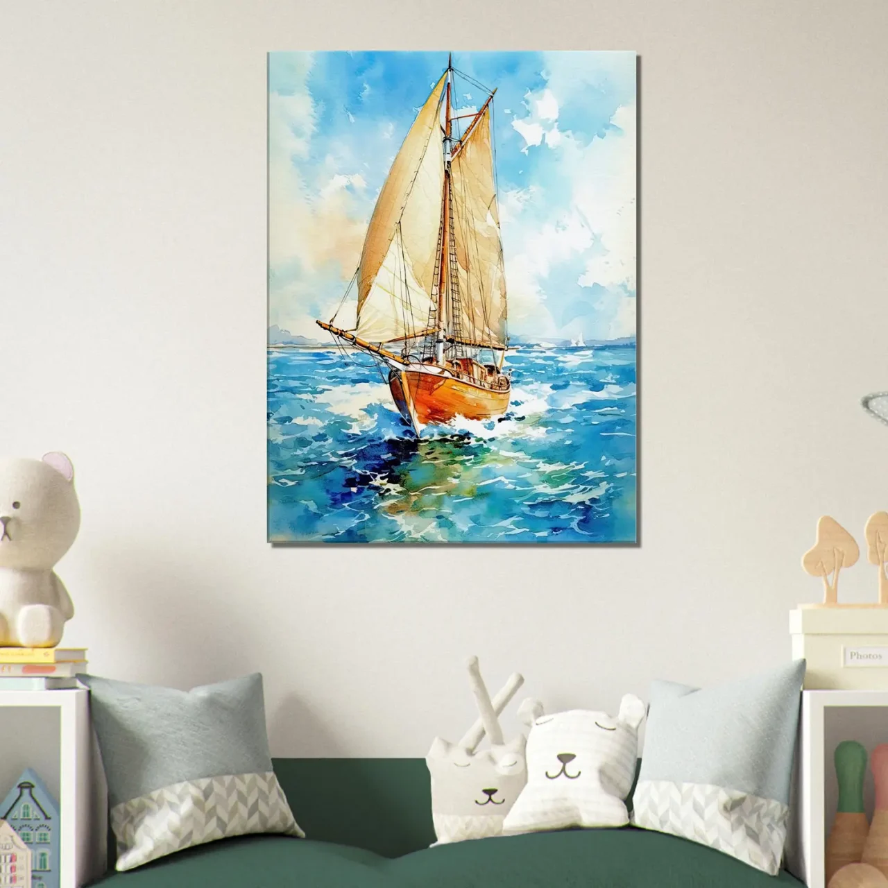 Tableau Vieux Voilier sur l’océan – Aquarelle vieux voilier sur l'ocean aquarelle